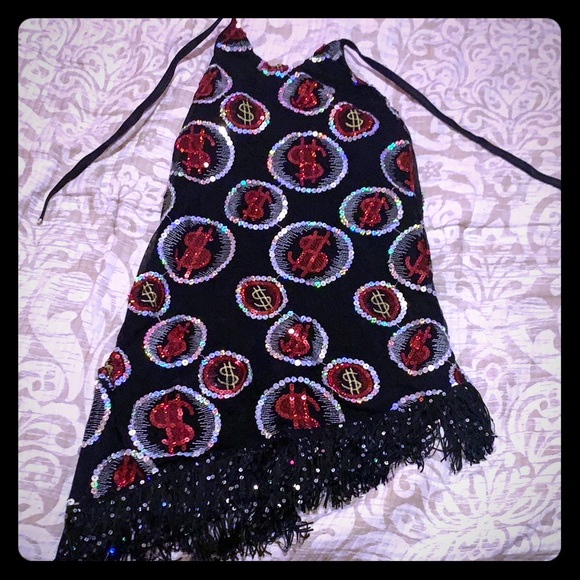 Vintage Dresses & Skirts - Vintage money bling sequins high low dress
